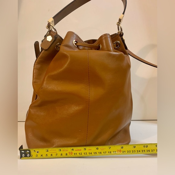Trina Turk Drawstring Brown Leather Bag - Picture 4 of 10